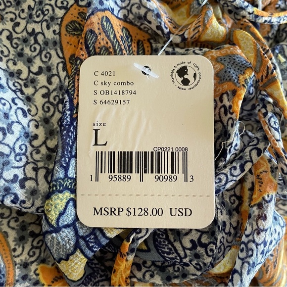 Free People Sky Combo Floral Asymmetrical Wrap Summer Dress Cottagecore Women L - Picture 7 of 9